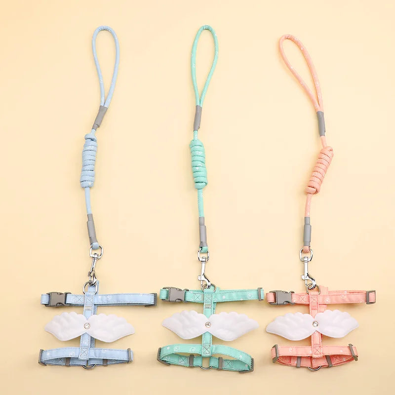 Sweet Angel Wing Cat Harness 120cm Leash Outdoor Cat Dog Harness and Leash Set Water Proof Vest Chest Strap Kitten Accessories