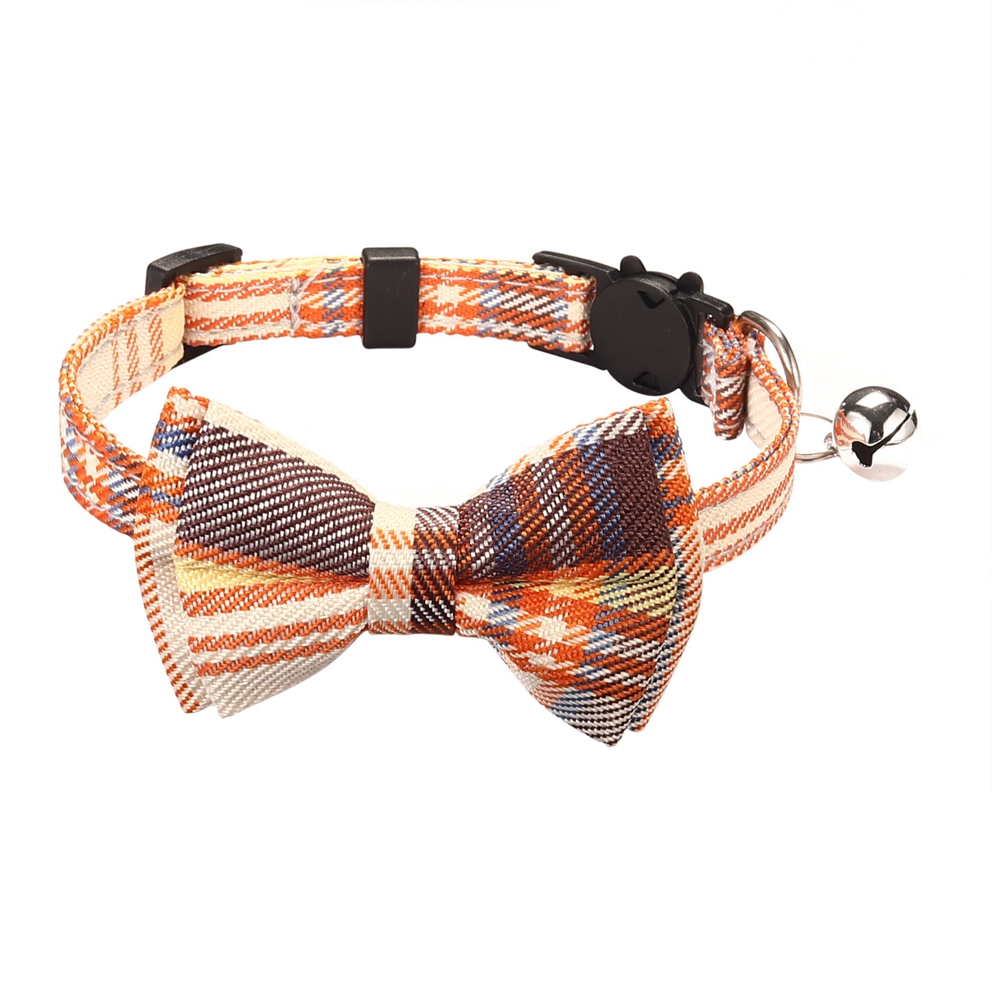 Pet Breakaway Kitten Cat Collar Bow Tie with Bell Cute Plaid Christmas Red Adjustable Dog Collar for Cats Kitten Accessories