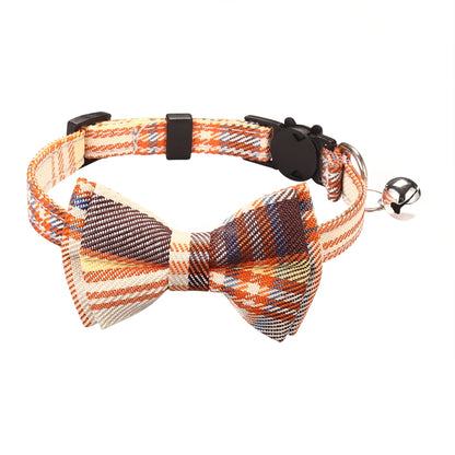 Pet Breakaway Kitten Cat Collar Bow Tie with Bell Cute Plaid Christmas Red Adjustable Dog Collar for Cats Kitten Accessories