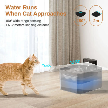 2.2L Automatic Wireless Cat Water Fountain USB Pet Drinker Battery & Sensor 2 in 1 Dispenser drinking fountain for cat dog