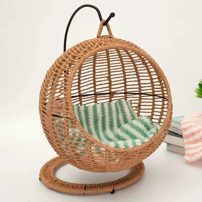 Internet celebrity semi-enclosed pet hammock cat nest cat cage round cat hanging bed basket rattan summerhammock