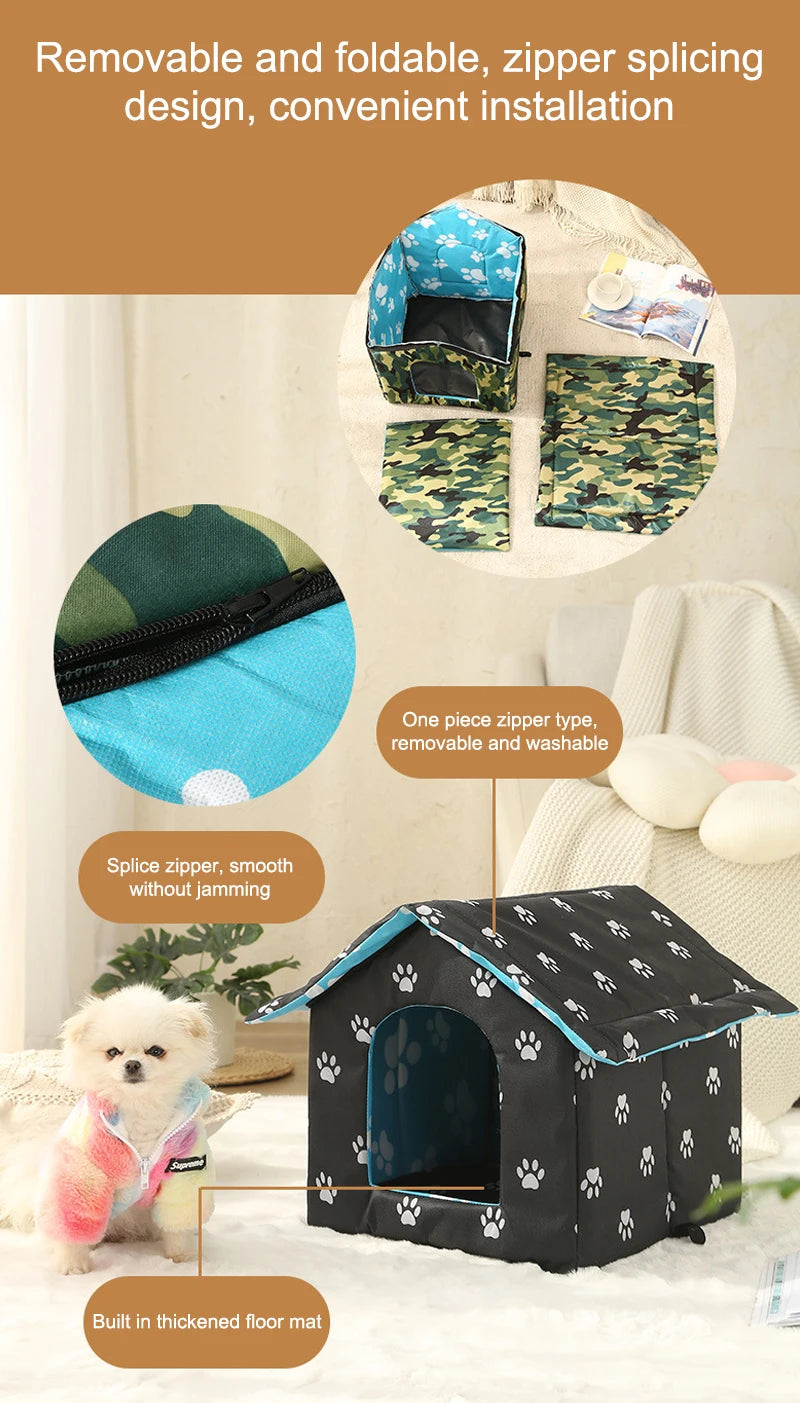 Cat House Waterproof Outdoor Winter Warm Pet Cat Cave Sleeping Beds Tent Home Foldable and Washable for Small Dog Puppy Supplies