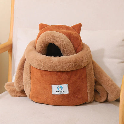 Cat Bag, Pet Tote Bag, Outdoor Portable Plush Backpack, Winter Warm Cat Bed, Small Dog Carrying Bag, Pet Backpack