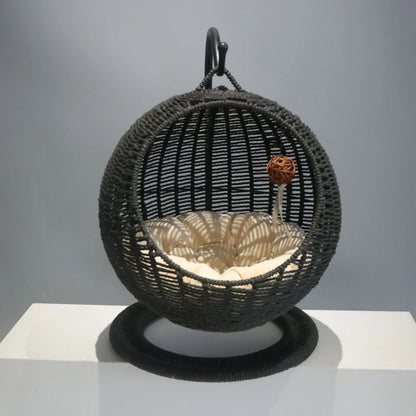 Internet celebrity semi-enclosed pet hammock cat nest cat cage round cat hanging bed basket rattan summerhammock