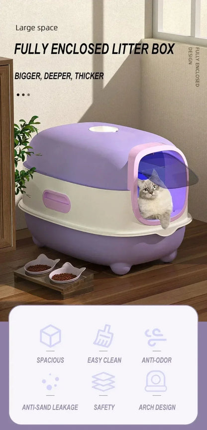 Cat Litter Box Detachable Enclosed Pet Nest Fully Automatic Deodorization Cat House Four Season Universal Anti-odor Pussy Toilet