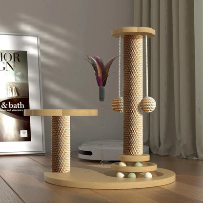 Cat scratch board is wear-resistant and does not shed debris. Cat scratch column is made of sisal hemp, and cat toys are used to