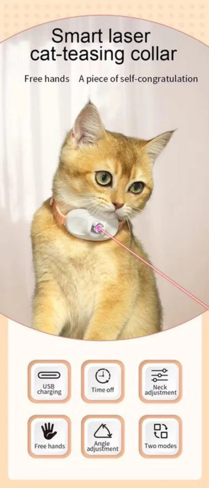 Automatic Cat Collar with LED Light Interactive Laser Toys for Cats Dogs Electronic Collar for Pets Rechargeable Cat Teaser