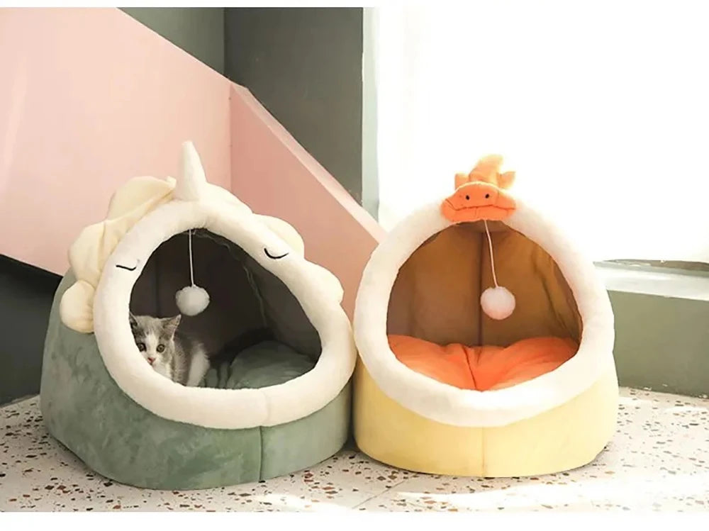 Pet Tent Cave Bed for Cats Small Dogs Self-Warming Cat Tent Bed Cat Hut Comfortable Pet Sleeping Bed Foldable Removable Washable