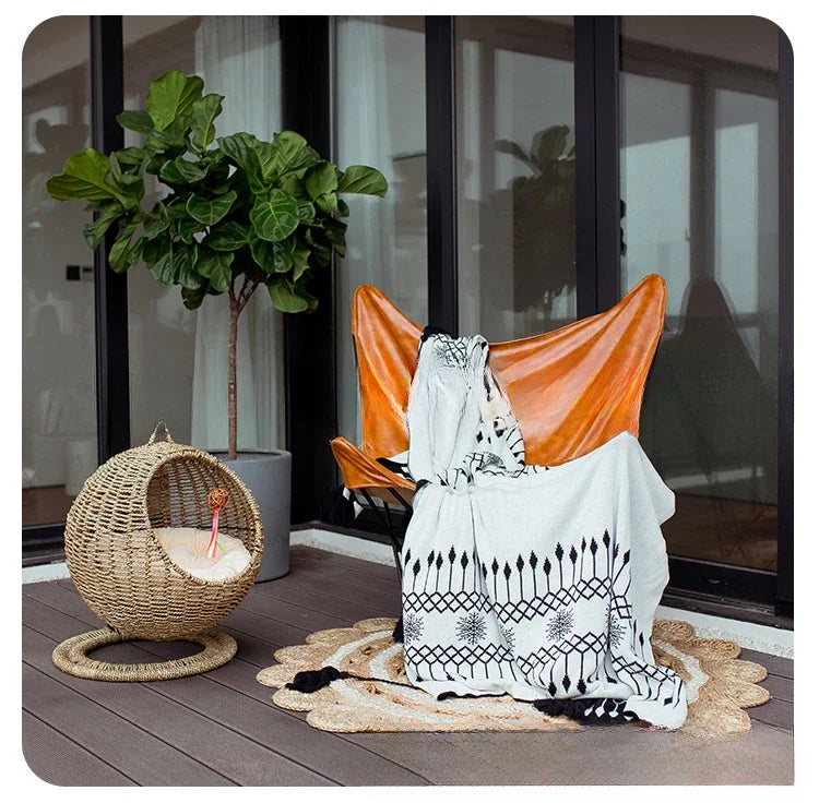 Internet celebrity semi-enclosed pet hammock cat nest cat cage round cat hanging bed basket rattan summerhammock