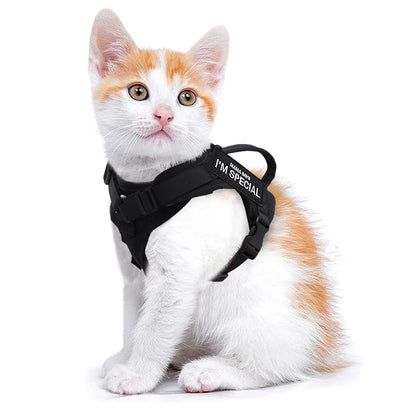 Nylon Cat Harness Vest with 2 Sticker Military Tactical Cats Harness With Handle Cats Small Dogs Pet Training Walking Chihuahua