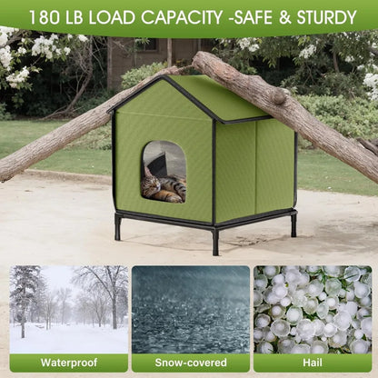 Heated Cat House Outdoor for Outsid-Wide Winter Shelter for Cat, Heated House for Outside Weatherproof Insulated Protection