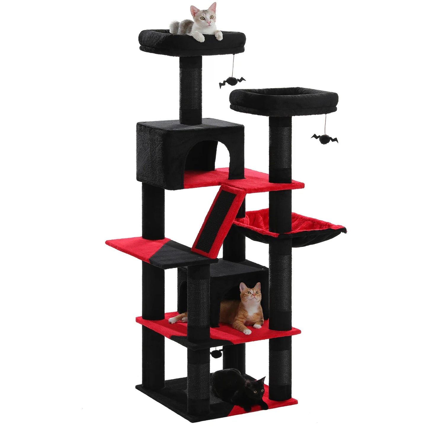 H180CM Large Cat Tree for Indoor Tall Tower for Cat Multi-Level Plush with Natural Sisal Scratching Post Condos Perches Hammock