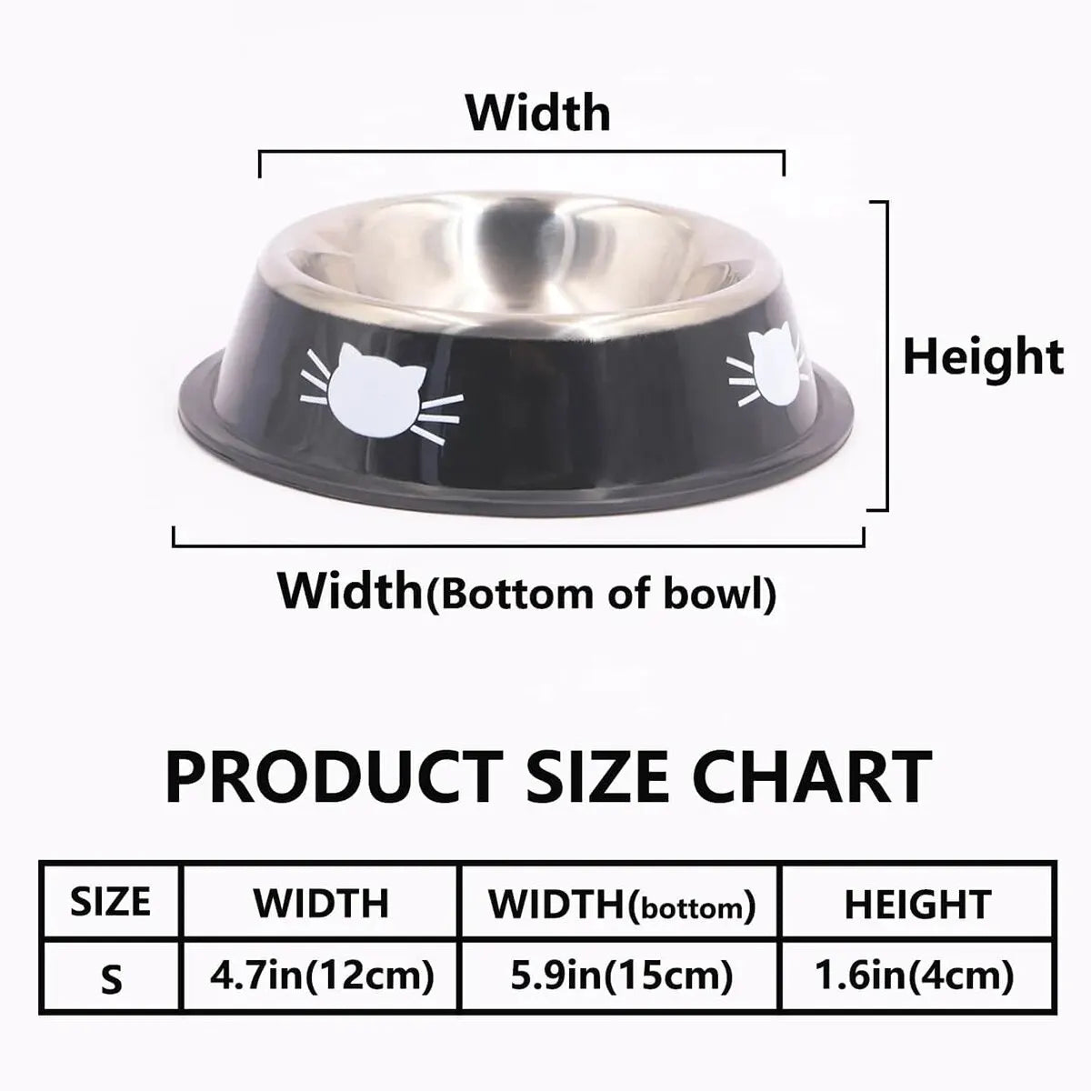 Supet Dog Cat Bowl, Dog Water Bowl with Non-Slip Rubber Base, Metal Insulated Stainless Steel Cat Bowls, Double Wall Cat Bowl