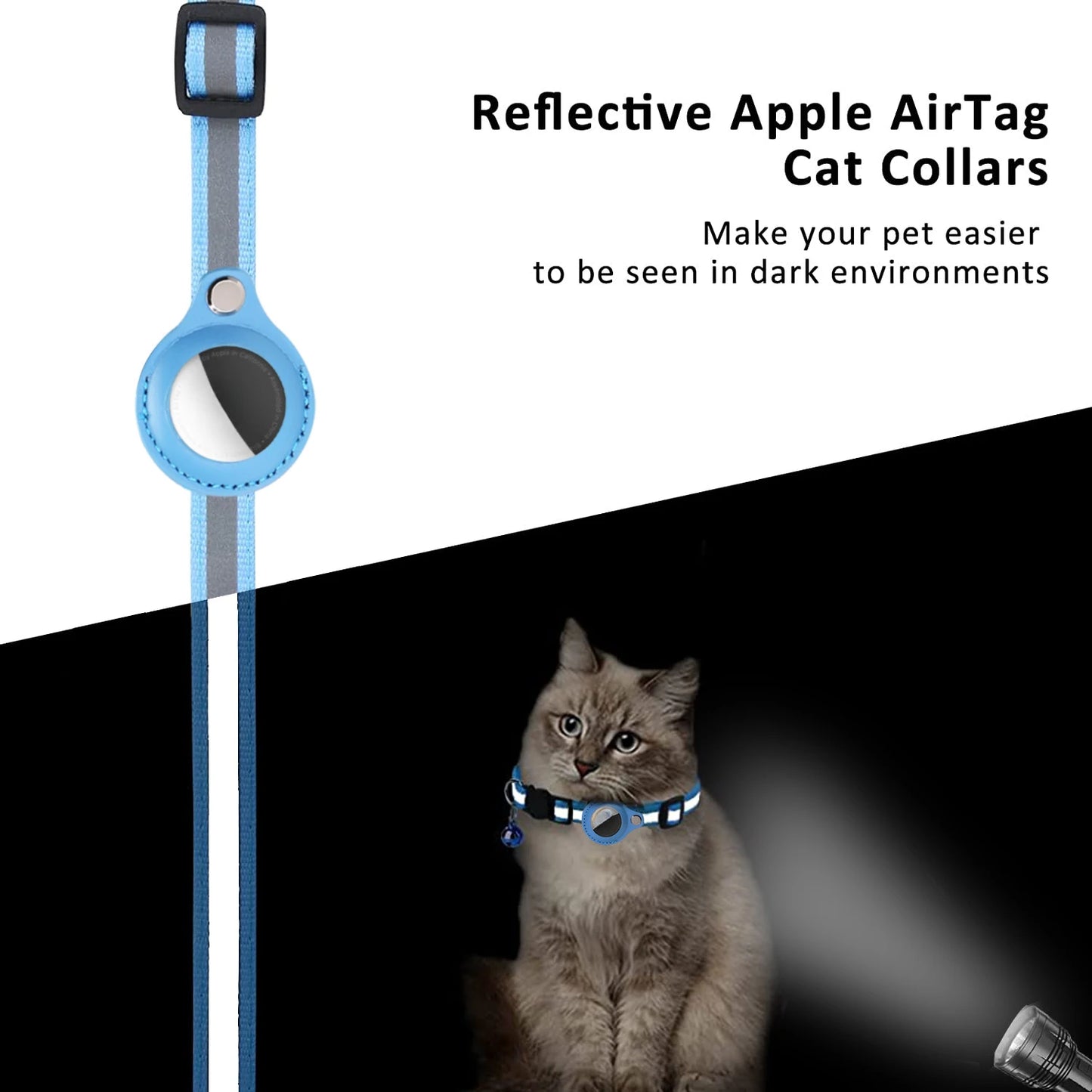 Apple Airtag Case cat collar with bell reflex nylon collar No include GPS find anti-lost location tracker No locator