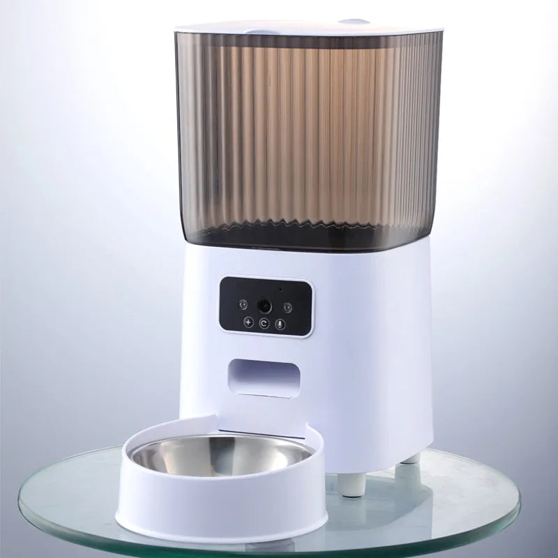 5L Pet Feeder with Camera Automatic Cat Feeder Smart Dog Food Dispenser WiFi Timing Quantitative Stainless Steel Feeding Bowl