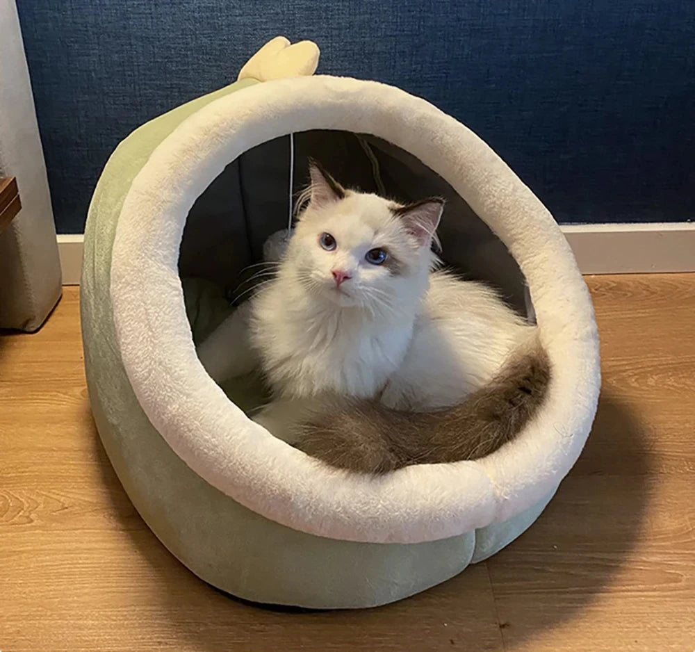 Pet Tent Cave Bed for Cats Small Dogs Self-Warming Cat Tent Bed Cat Hut Comfortable Pet Sleeping Bed Foldable Removable Washable