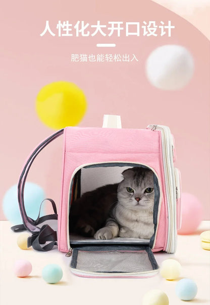 Breathable Cat Carrier Bags Portable Cat Bag Oxford Cloth Resistant Pet Bag Outdoor Pet Backpack Folding Cat Transport Bag