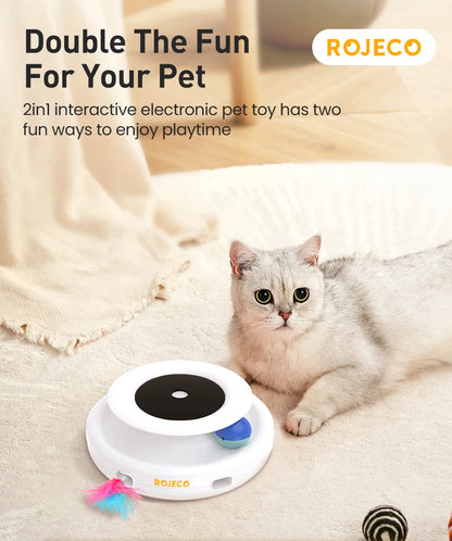 ROJECO 2 In 1 Interactive Cat Toy Rechargeable Pet Toy Ball With Feather Automatic Teasing Pets Dog Indoor Cat Toys Accessories