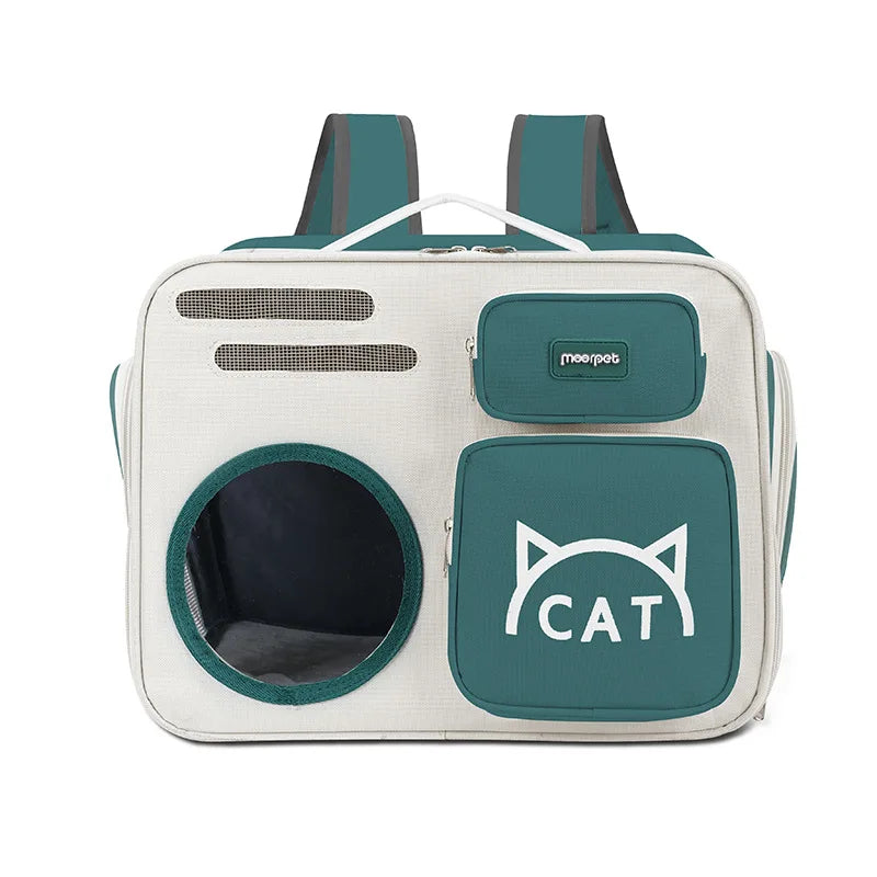 Breathable Cat Carrier Bags Portable Cat Bag Oxford Cloth Resistant Pet Bag Outdoor Pet Backpack Folding Cat Transport Bag