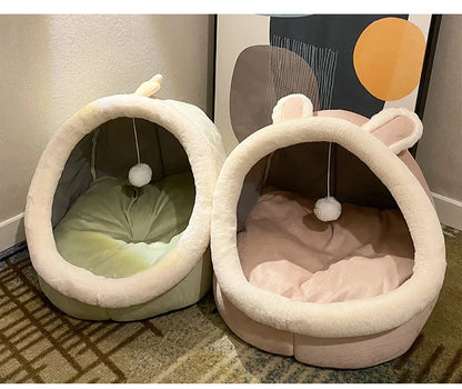 Pet Tent Cave Bed for Cats Small Dogs Self-Warming Cat Tent Bed Cat Hut Comfortable Pet Sleeping Bed Foldable Removable Washable