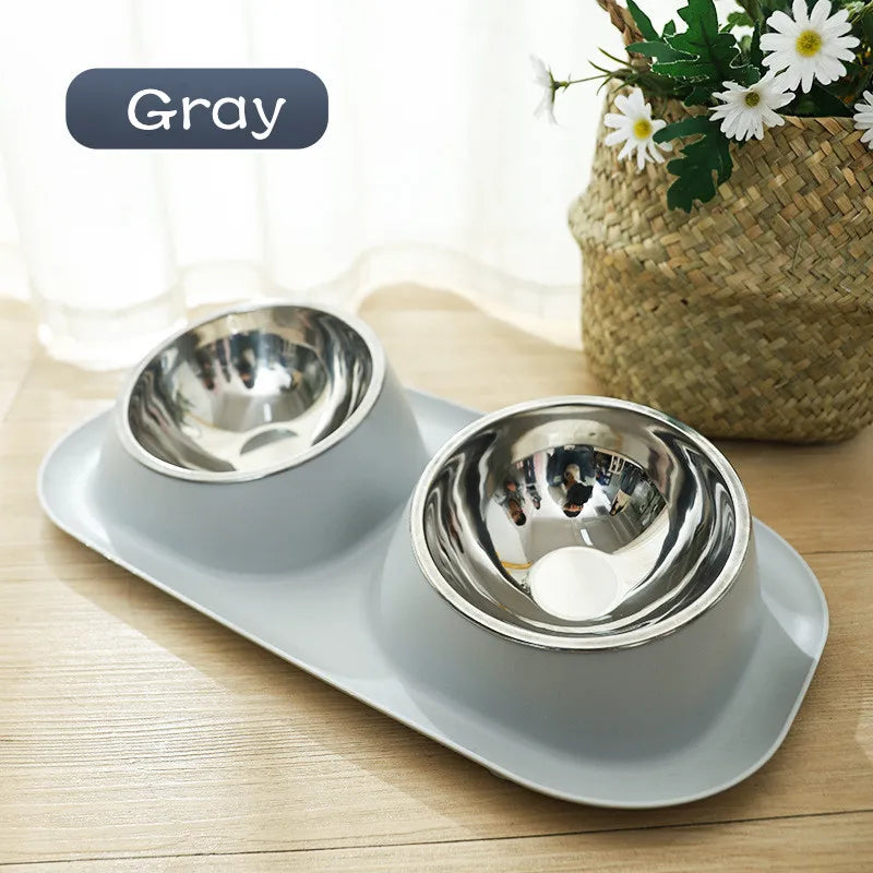 Pet Cat Bowl Stainless Steel Double Pets Feeder Bowl Raised Stand Dish Bowls For Cats Dog Accessories Feeding Home appliance