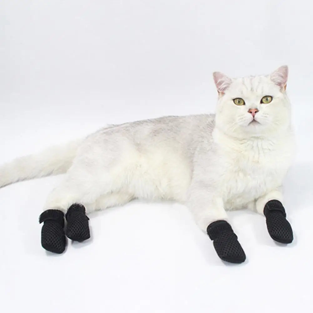 4 Pcs Cat Socks Anti-Scratch Anti Skid Protective Cats Shoes Elastic Soft Fabric Non-Slip Kitten Foot Cover Pet Supplies