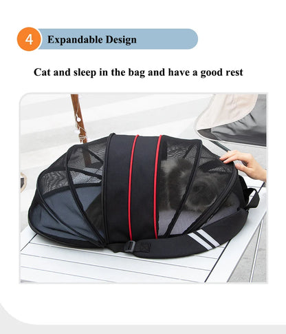 Cat Backpack for Pet Breathable Expandable Cat Carrier Large Capacity Escape Proof Handy Outdoor Travel Pet Carrier Bag Foldable