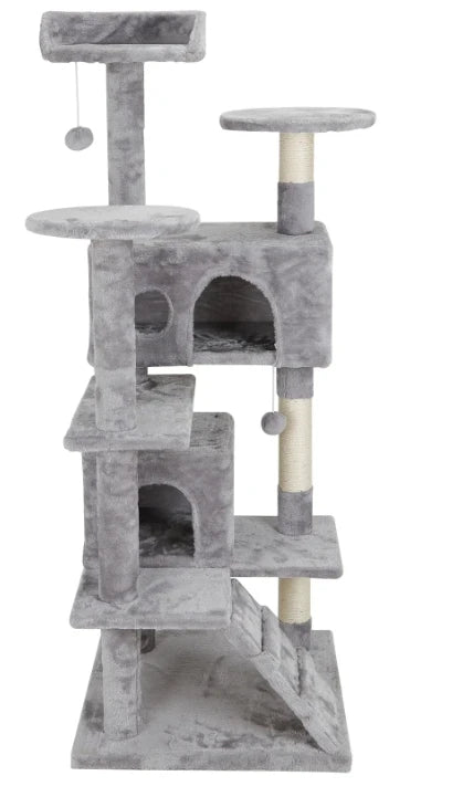 55" Cat Tree Tower Activity Center Playing House Grey/Beige/Blue/Brown/Pink