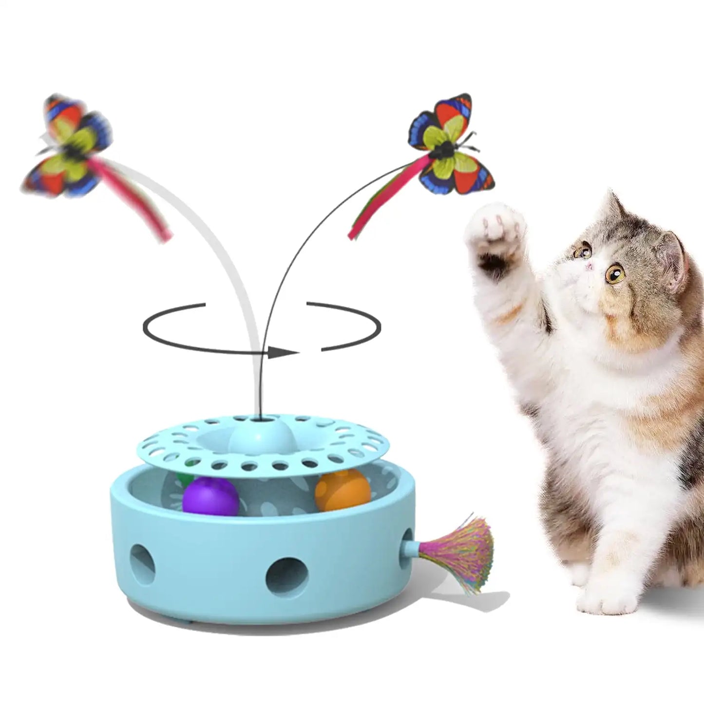 Cat Toys 3-in-1 Smart Interactive ElectronicToy, Fluttering Butterfly, Ambush Feather,Battery Powered, Indoor Exercise Cat Toy