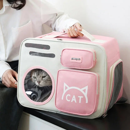 Breathable Cat Carrier Bags Portable Cat Bag Oxford Cloth Resistant Pet Bag Outdoor Pet Backpack Folding Cat Transport Bag