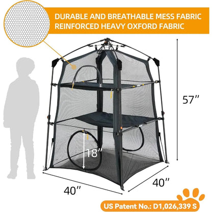 Extra Cat Enclosure Cat Tower Tent for Indoor/Outdoor/Patio/Camping,3 Tier Cat Cage Inside, X-Large Outdoor Catio