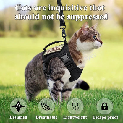 Escape-Proof Cat Harness and Leash Set,Adjustable, Tactical, Small Dog Harness with Control Handle,for Small Dogs and Cats