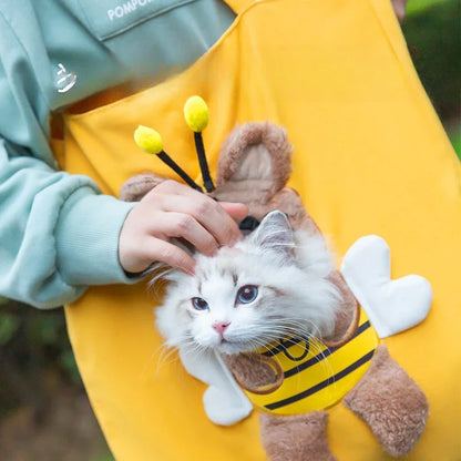 Summer Pet Shoulder Bag with Bee Animal Shape Exposed Pet Storage Bag Outdoor Travel Shopping Small Dog and Cat Handbag Pets Bag