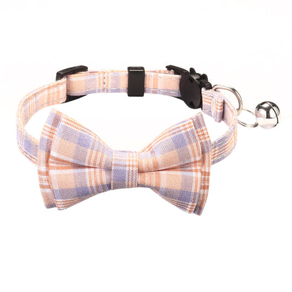 Pet Breakaway Kitten Cat Collar Bow Tie with Bell Cute Plaid Christmas Red Adjustable Dog Collar for Cats Kitten Accessories