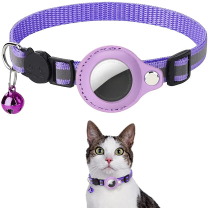 Apple Airtag Case cat collar with bell reflex nylon collar No include GPS find anti-lost location tracker No locator