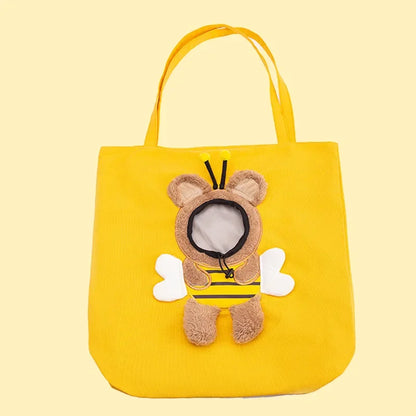 Summer Pet Shoulder Bag with Bee Animal Shape Exposed Pet Storage Bag Outdoor Travel Shopping Small Dog and Cat Handbag Pets Bag