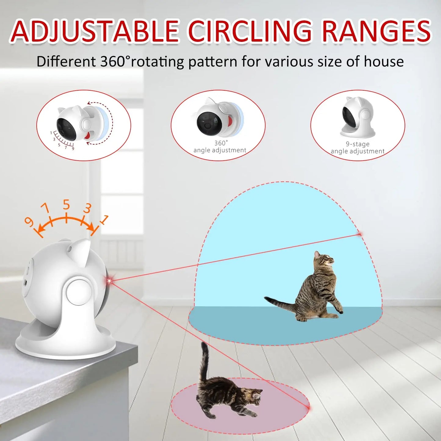 Cat Laser Toy Automatic Rechargeable Motion Random Activated Interactive Cat Toys for Indoor Cats/Dog/Kittne Slow and Fast Mode