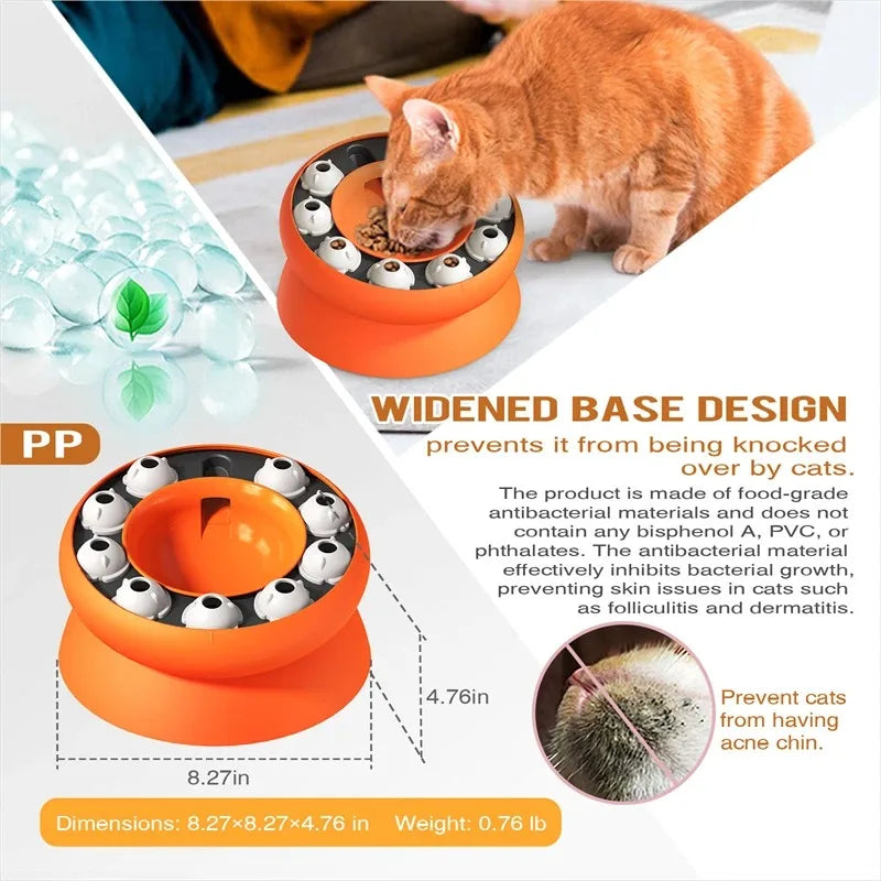 Cat Puzzle Toy Slow Feeder Bowl Fun Interactive Slows Down Pets Eating Protect Kitty Neck Multifunction Pet Feed Slanted Design