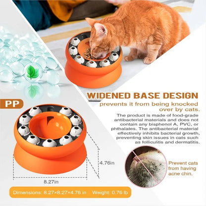 Cat Puzzle Toy Slow Feeder Bowl Fun Interactive Slows Down Pets Eating Protect Kitty Neck Multifunction Pet Feed Slanted Design