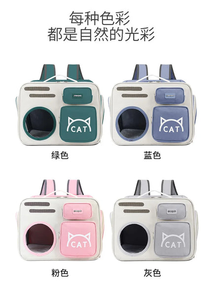 Breathable Cat Carrier Bags Portable Cat Bag Oxford Cloth Resistant Pet Bag Outdoor Pet Backpack Folding Cat Transport Bag