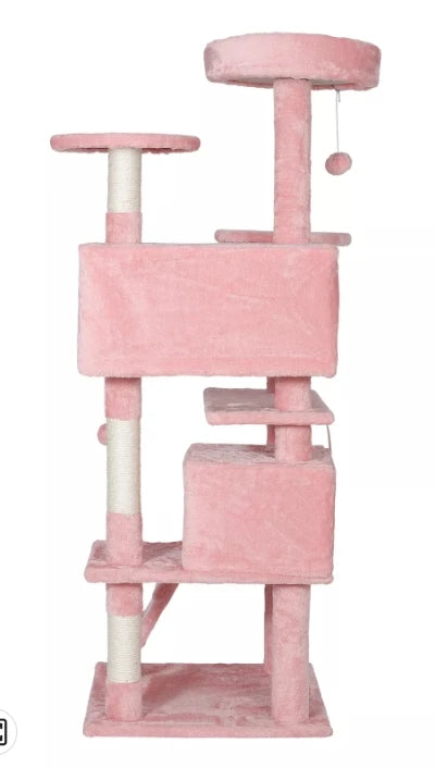 55" Cat Tree Tower Activity Center Playing House Grey/Beige/Blue/Brown/Pink