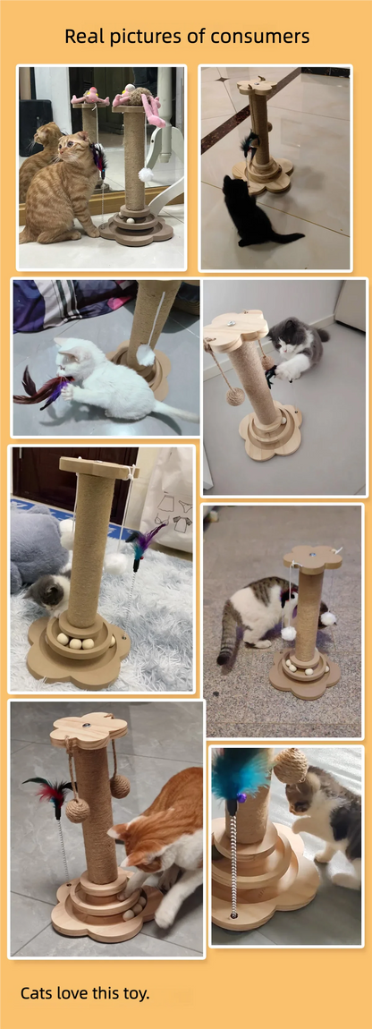 Cat scratch board is wear-resistant and does not shed debris. Cat scratch column is made of sisal hemp, and cat toys are used to