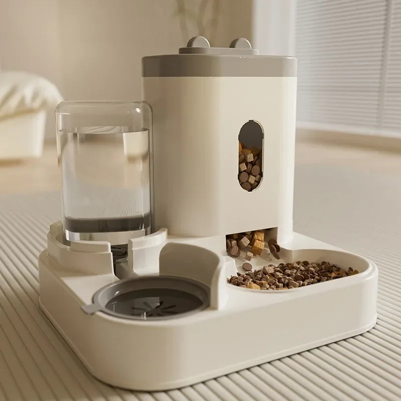 Automatic feeder cat dog food bowl with water fountain pet large capacity Prevent overturning Cat's water fountain accessories