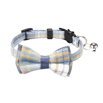 Pet Breakaway Kitten Cat Collar Bow Tie with Bell Cute Plaid Christmas Red Adjustable Dog Collar for Cats Kitten Accessories