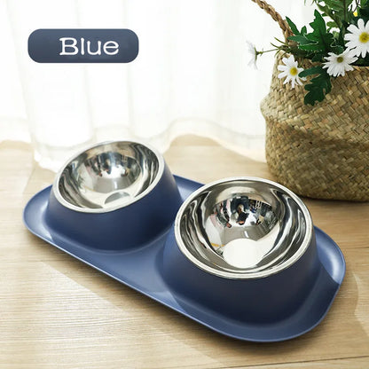 Pet Cat Bowl Stainless Steel Double Pets Feeder Bowl Raised Stand Dish Bowls For Cats Dog Accessories Feeding Home appliance